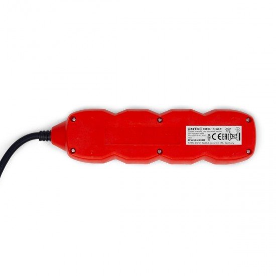 Entac Πολύπριζο 3 Θέσεων Με Διακόπτη 3x1.0mm 1.5m Κόκκινο