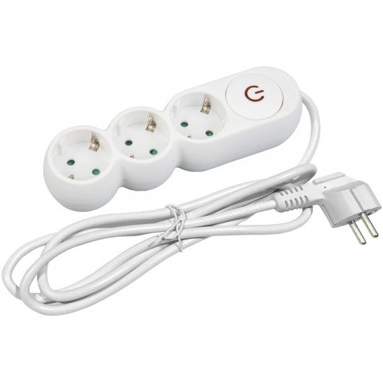 Entac Πολύπριζο Design 3 Θέσεων με Διακόπτη 3G1.5 1.5m
