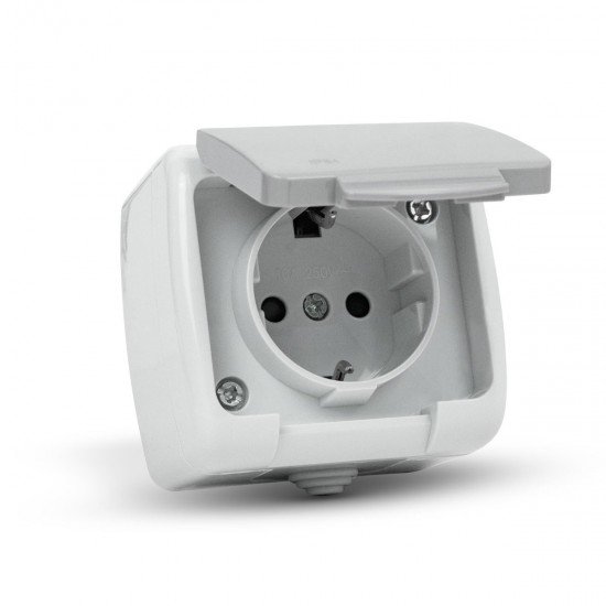 Entac Stephan surface mounted wall socket earthed IP54