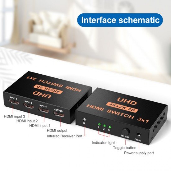 ATC HDMI Switch Μεταλλικό 3 In / 1 Out 4K x 2K Remote