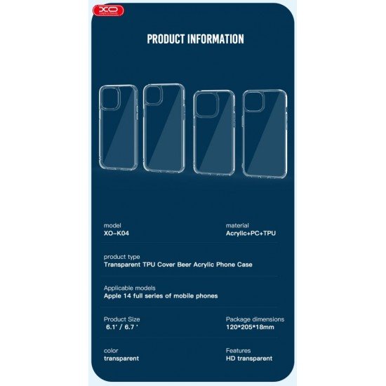 XO K04 Θήκη Σιλικόνης iPhone14 Pro Max 6.7"