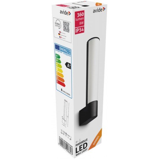Avide Εξωτερικό Φωτιστικό Τοίχου Marseille Vertical LED 8W Λευκό 4000K IP54