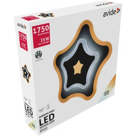Avide Επιτοίχια Μοντέρνα Πλαφονιέρα Oyster Sheron mini 25W με 3 Επιλογές Φωτισμού