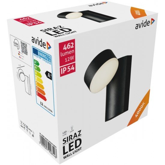 Avide Εξωτερικό Φωτιστικό Τοίχου Siraz LED 12W Λευκό 4000K IP54