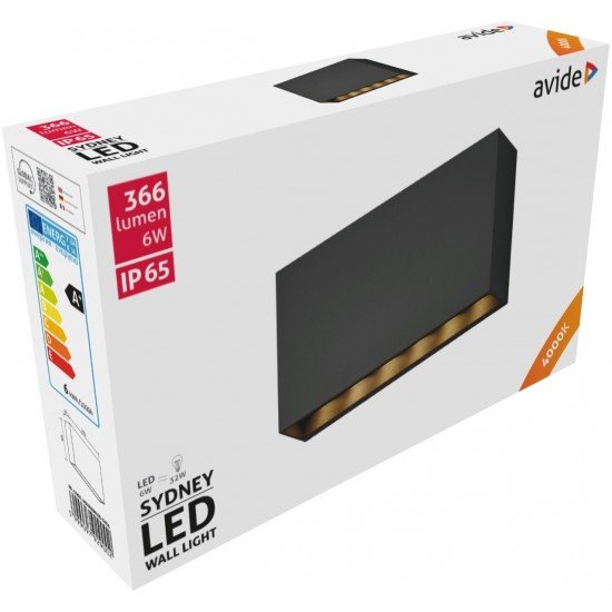 Avide Εξωτερικό Φωτιστικό Τοίχου Sydney LED 6W Λευκό 4000K IP65 20cm