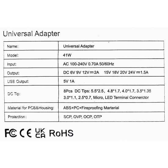 Τροφοδοτικό  41W Switching με 8 κεφαλές