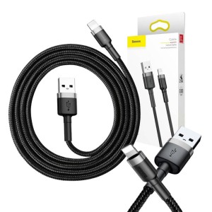 Baseus CALKLF-BG1 Cafule USB Lightning Καλώδιο 2,4A 1m Γκρι & Μαύρο Baseus CALKLF-BG1 Cafule USB Lightning Καλώδιο 2,4A 1m Γκρι & Μαύρο
