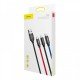 Baseus 3 in 1 Cable 3 Primary Colors Type C, Lightning , Micro 3A 1.2M