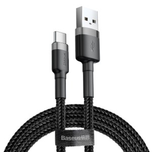 Baseus CATKLF-BG1 Καλώδιο Cafule USB-C 3A 1m Γκρι & Μαύρο