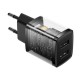 Baseus Compact 2 x USB wall charger, black, 10.5W