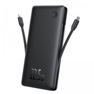 BASEUS Power Bank 10000 mAh 22.5W + built in cables: Type-C and Lightning, Airpow Lite black (P10067501123)