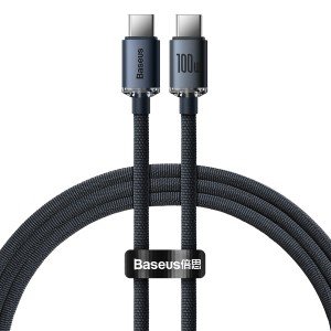 BASEUS Cable Type-C - Type-C, 1.2m, 100W, Crystal Shine (CAJY000601) /black