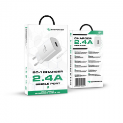 BeePower Wall Charger - BC-1 2.4A USB + USB-C cable set white