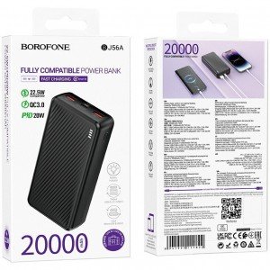 Borofone BJ56A Power Bank 20000mAh 22.5W Μαύρο