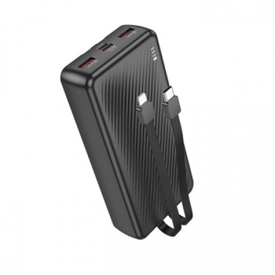 Borofone Power Bank 20000mAh BJ57A Graceful - 2xUSB + Type C - QC 3.0 22.5W + PD 20W with Type C and Lightning cables black