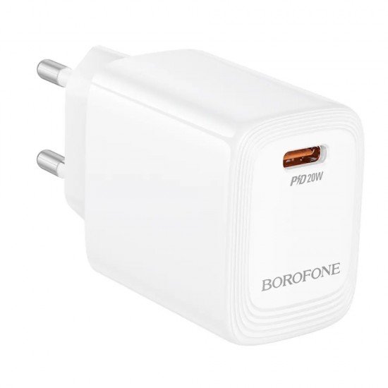 Borofone BN26 Φορτιστής Ταξιδίου Fuente GaN USB-C PD20W Mini Size Λευκός