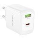 Borofone BN30 Φορτιστής Ταξιδίου Cargador GaN με 1xUSB-C PD45W και 1xUSB-A QC PD18W Λευκός