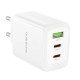 Borofone BN32 Φορτιστής Ταξιδίου Cargador GaN με 1xUSB-C PD65W και 1xUSB-A QC PD18W Λευκός