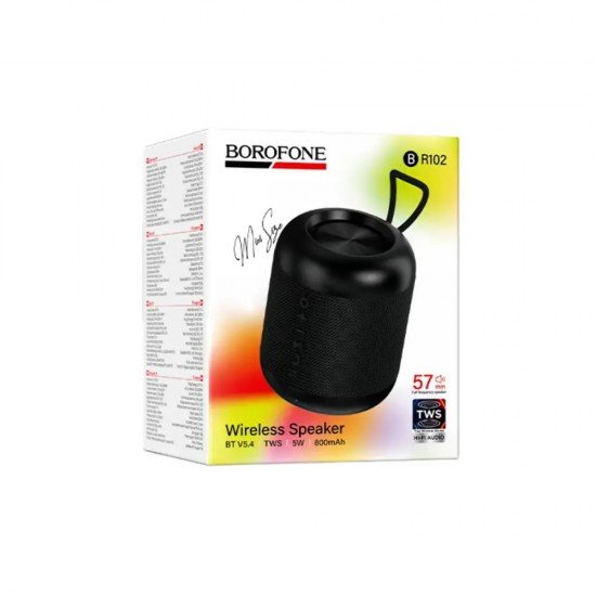 Borofone BR102 Φορητό Ηχείο Wireless Gratificado TWS v5.4 800mAh 5W Hi-Fi Audio Μαύρο