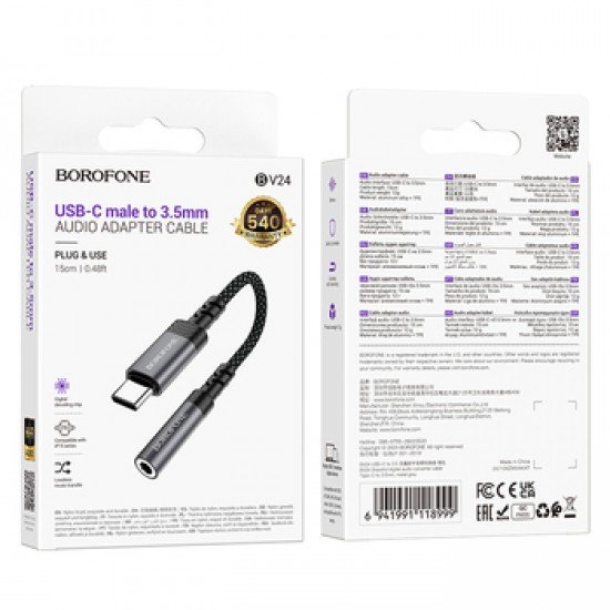 Borofone Adapter BV24 Graceful - Type C to jack 3,5mm - grey