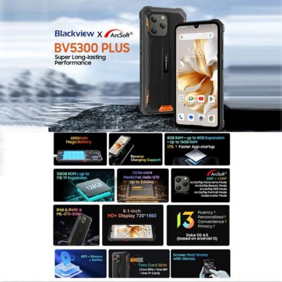 BLACKVIEW Smartphone BV5300 PLUS OCTA-CORE (8GB+128GB) Rugged Black