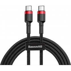 BASEUS CAFULE CABLE DURABLE NYLON BRAIDED WIRE USB-C male - USB-C male 1M BLACK-RED (CATKLF-G91) 