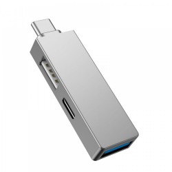 WiWu T02 Pro USB hub , Type-C, 3 ports, USB 3.0, Gray (17755)