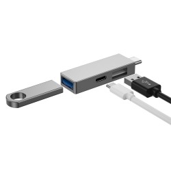 WiWu T02 Pro USB hub , Type-C, 3 ports, USB 3.0, Gray (17755)