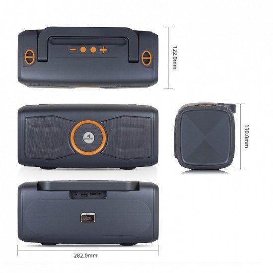 Kisonli К2 Ηχεἰο Bluetooth, USB, SD, FM, Γκρι, 13W - 22292