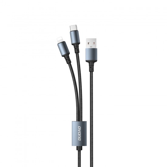 Dudao cable, USB 2in1 cable - USB Type C, Lightning 6A 1.2m - black (TGL2)