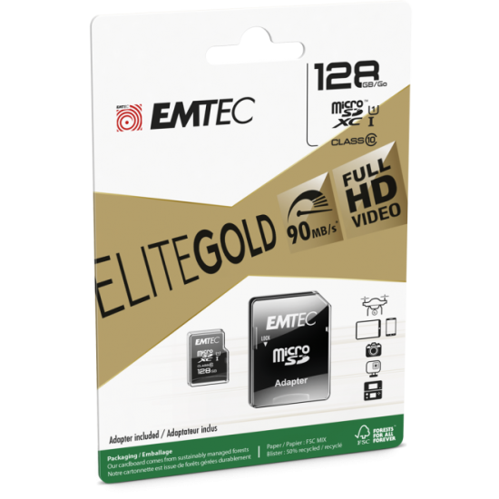 EMTEC Elite Gold microSDXC 128GB U1 Class 10 έως 90MB/s με Adapter