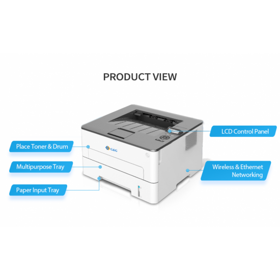 G&G P4100DW Ασπρόμαυρος Εκτυπωτής Laser με WiFi και Mobile Print