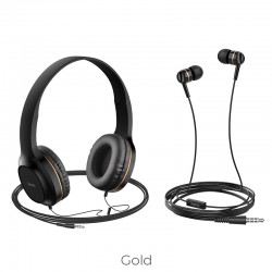 HOCO HEADPHONES W24 ENLIGHTEN HEADPHONES WITH MIC SET GOLD