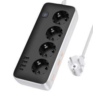 HOCO AC21 Power strip Sunlight 4 ports + 4 sockets EU