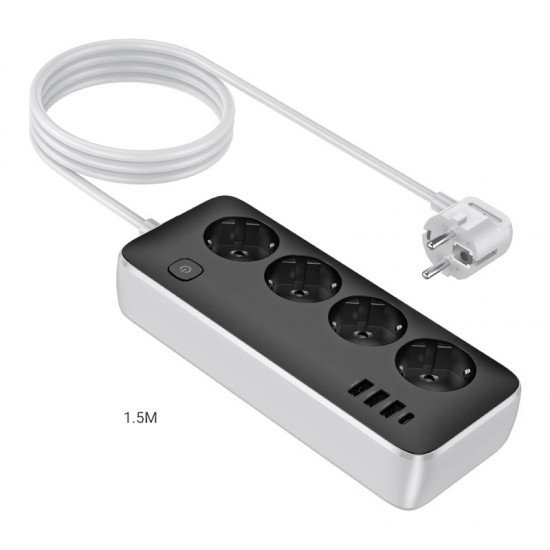 HOCO AC21 Power strip Sunlight 4 ports + 4 sockets EU
