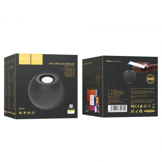 HOCO BS45 Φορητό Ηχείο Wireless Deep Sound Sports V5.0 TWS 5W 500mAh με Ενσωματωμένο Μικρόφωνο FM USB AUX θύρα Micro SD Μαύρο
