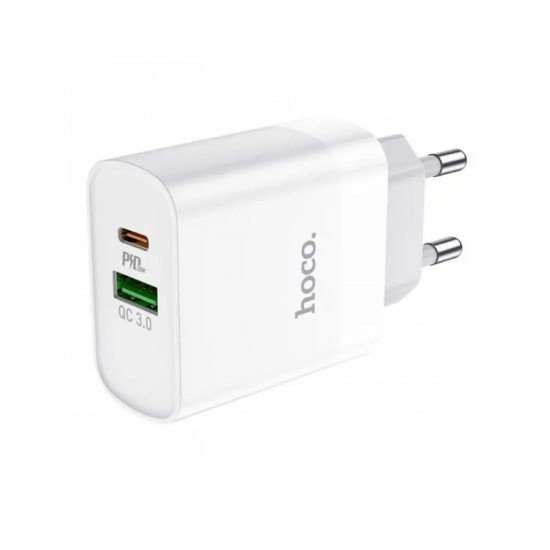 HOCO DC82 Φορτιστής Ταξιδίου 1xUSB-C PD20W 1xUSB-A 18W QC Λευκός