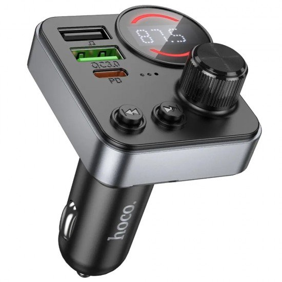 Hoco E86 Bluetooth FM TransmitterAlegria 48W με 2xUSB-A και 1xUSB-C BT 5.4 Υποστηρίζει και Αναπαραγωγή απο TF Card