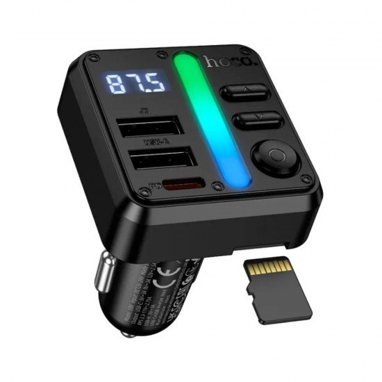 Hoco E89 Bluetooth FM Transmitter Libre 45W 2xUSB-A 1xUSB-C PD30W BT v5.4 με Αναπαραγωγή Μουσικής απο USB ή SD και Απάντηση Κλήσεων