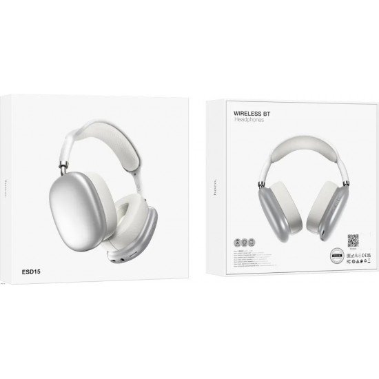 Hoco ESD15 Max Wireless Ακουστικά Stereo Shadow v5.3 400mAh ANC με Μικρόφωνο και AUX Ασημί