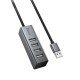Hoco HB1A Hub USB 4-in-1 USB2.0 σε 4xUSB2.0 480Mbps 5V/3A Metal Gray 1.2m