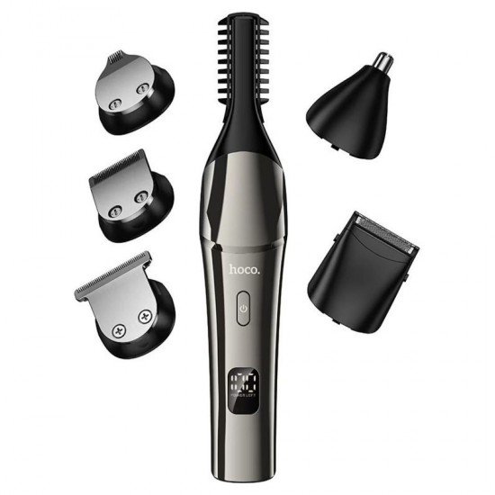 HOCO HP26 Hair Clipper Set 6 in 1 Κουρευτική Μηχανή - Metal Gray