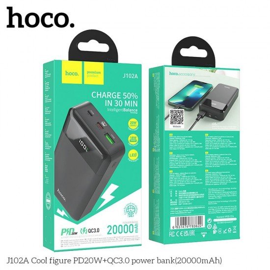 HOCO power bank 20000mAh PD QC3.0 3A 20W J102A black
