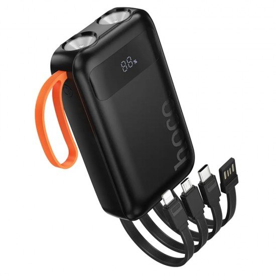 Hoco J151 Power Bank Spirit 10000mAh με 4 Καλώδια Φόρτισης, Φακό και LED Ένδειξη Μαύρο