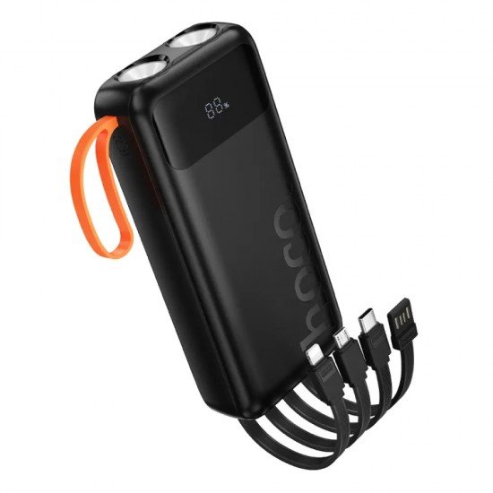 Hoco J151A Power Bank Spirit 20000mAh με 4 Καλώδια Φόρτισης, Φακό και LED Ένδειξη Μαύρο