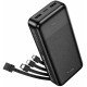 Hoco J163A Power Bank 20000mAh 5V/2A QC 1xUSB-C 2xUSB-A Ενσωματωμένα Καλώδια USB-A USB-C Lightning MicroUSB και LED Ένδειξη Μαύρο