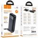 Hoco J163A Power Bank 20000mAh 5V/2A QC 1xUSB-C 2xUSB-A Ενσωματωμένα Καλώδια USB-A USB-C Lightning MicroUSB και LED Ένδειξη Μαύρο