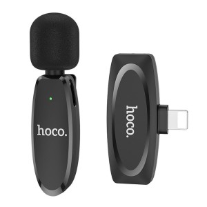 HOCO wireless lavalier microphone for iPhone Lightning 8-pin L15 black HOCO wireless lavalier microphone for iPhone Lightning 8-pin L15 black