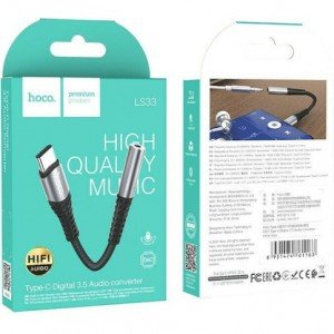 Hoco LS33 Μετατροπέας USB-C male σε 3.5mm female Γκρι