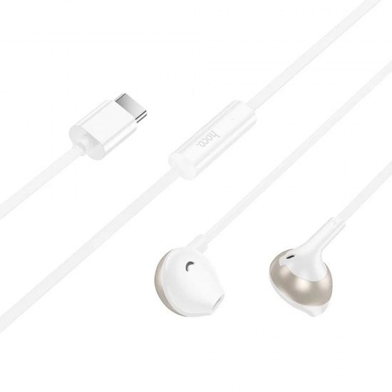 Hoco M115 Hands Free Sagacious USB-C Universal Earphones Hi-Fi Stereo με Μικρόφωνο Λευκά 1.2m Συμβατά με Όλες τις USB-C Συσκευές